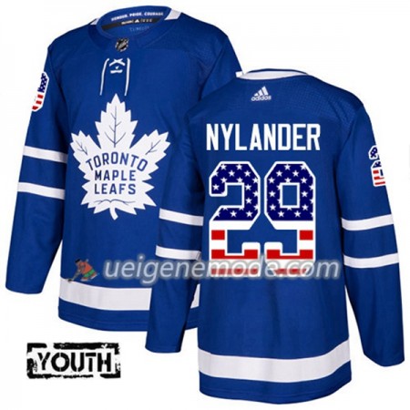 Kinder Eishockey Toronto Maple Leafs Trikot William Nylander 29 Adidas 2017-2018 Blue USA Flag Fashion Authentic
